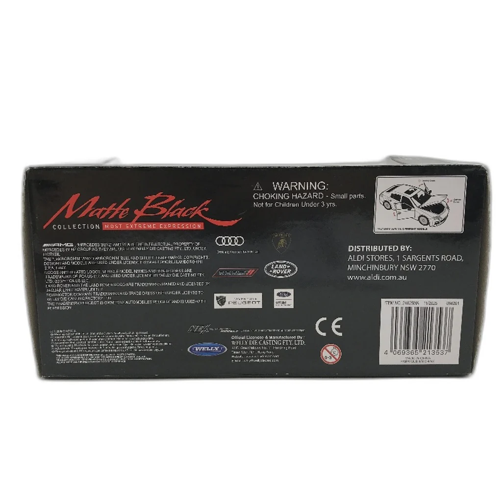 Welly Matte Black Collection 1:24 Mercedes Benz SLS AMG Diecast Model Car NEW - Image 4