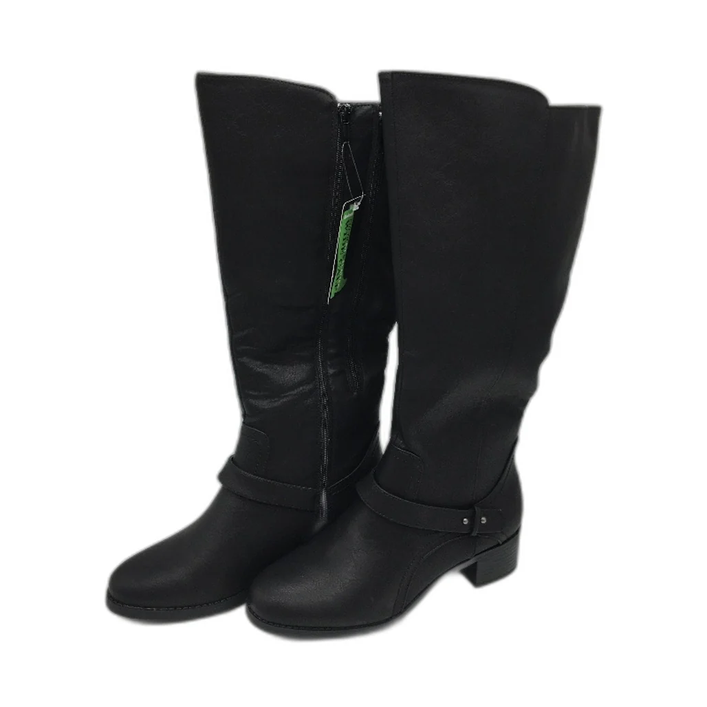 Hawkwell Black Faux Leather Wide Calf Low Heel Boots Ladies Size US9 EU 40 NEW - Image 5