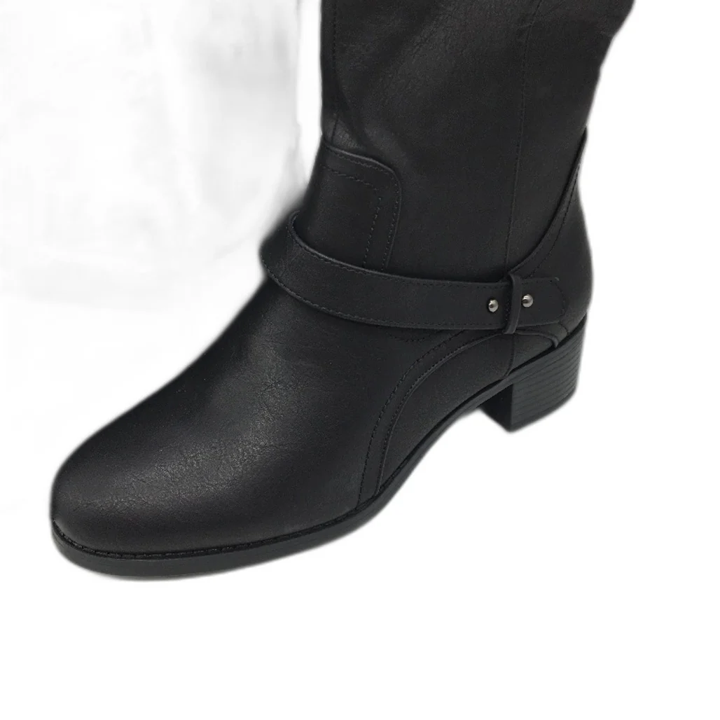 Hawkwell Black Faux Leather Wide Calf Low Heel Boots Ladies Size US9 EU 40 NEW - Image 6