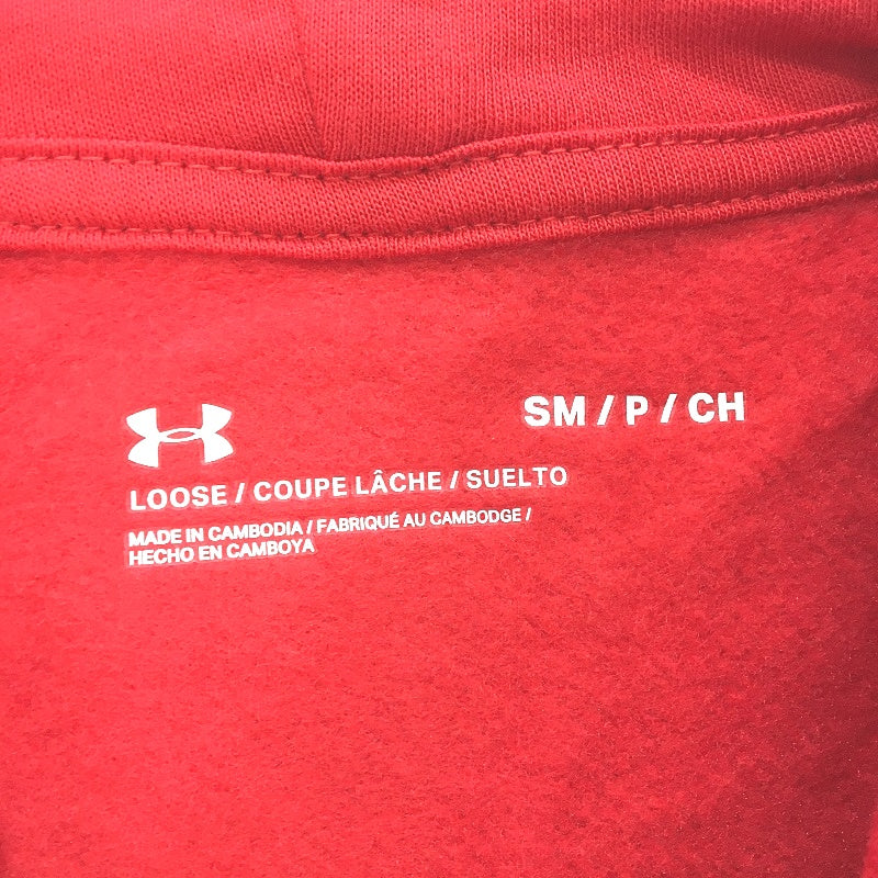 Under Armour Rival Fleece Pullover Loose Fit Red Hoodie Mens Size Small NEW - Image 3
