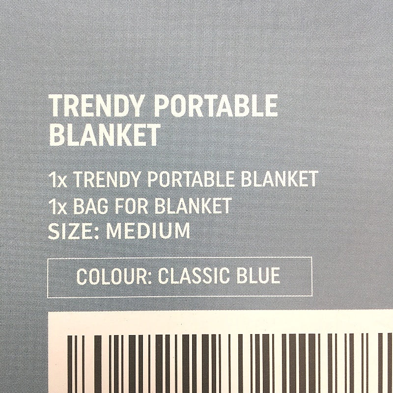Trendy Den Creations 155cm x 120cm Blue Portable Throw Blanket w Carry Bag NEW - Image 9