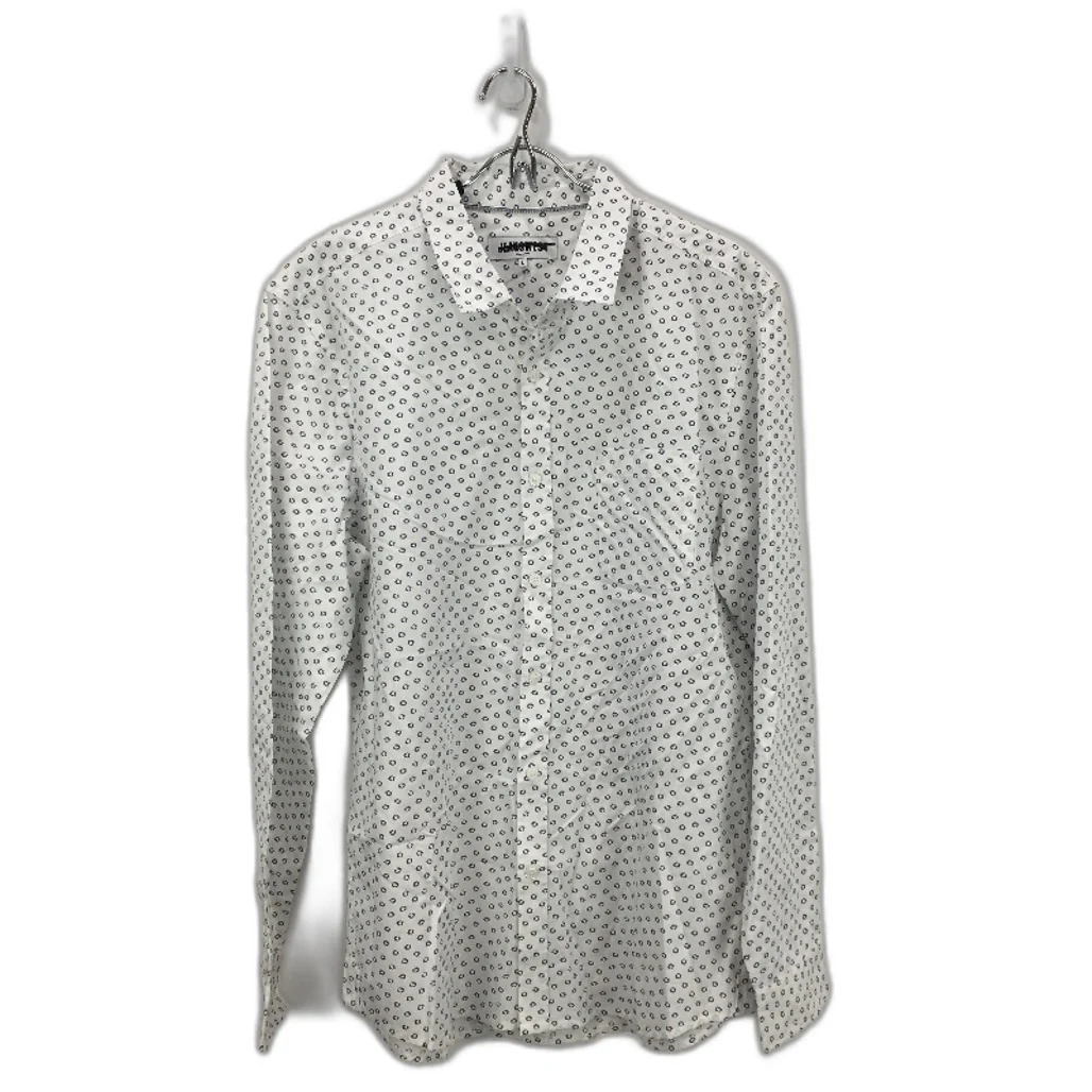 Jeanswest White & Blue Dot 100% Cotton Long Sleeve Casual Shirt Mens Size L NEW