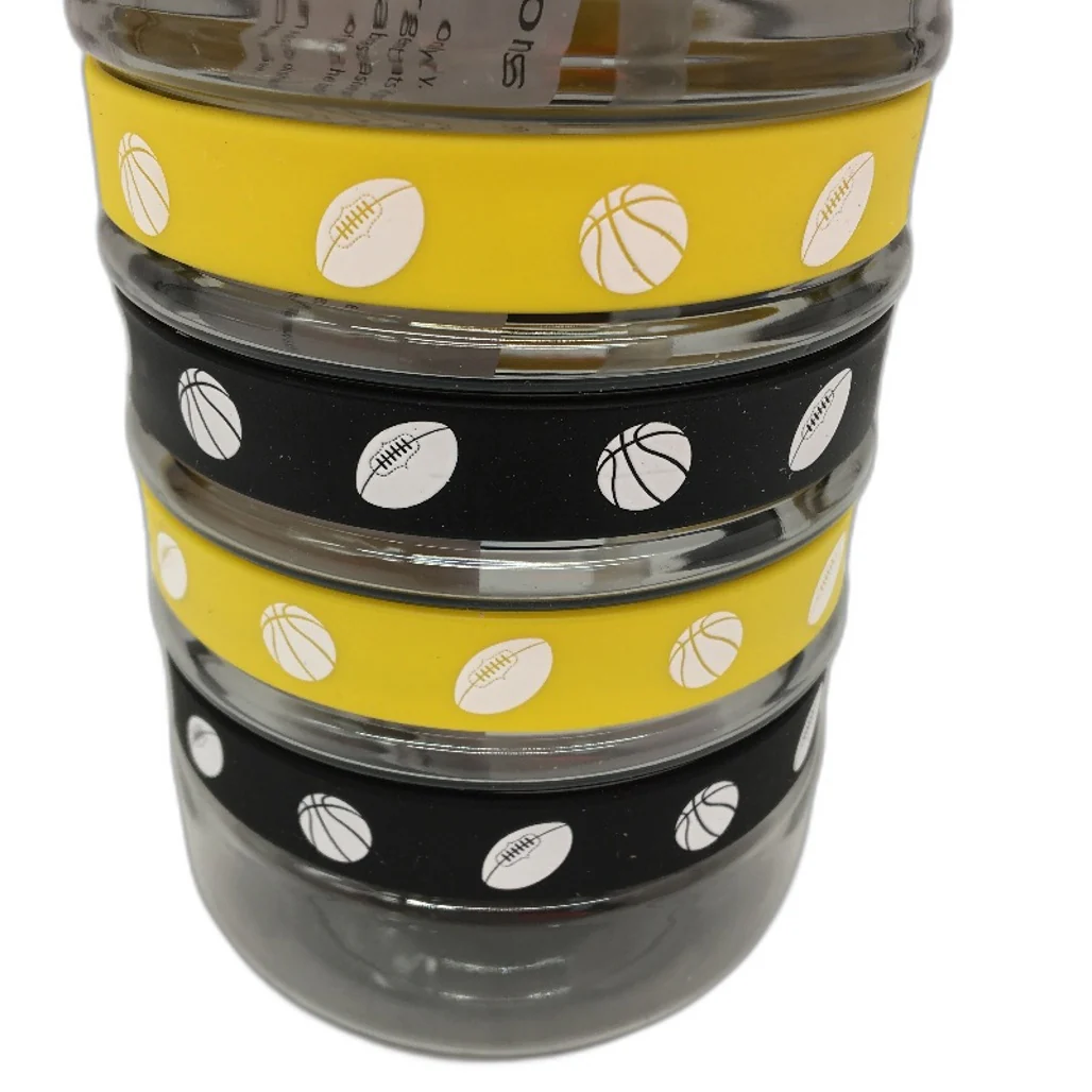 Studymate Clear Sport Theme Drink Bottle Black Lid Removable Silicone Bands NEW - Image 3
