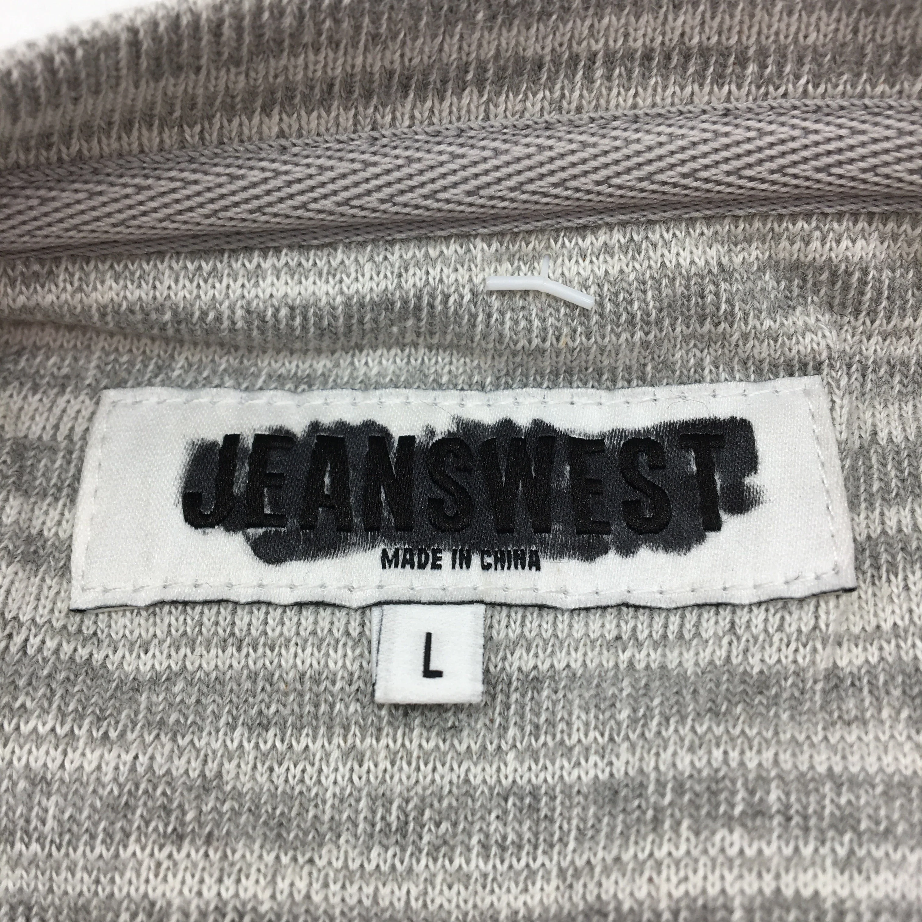 Jeanswest Grey White Striped Thin Scoopneck Shirt Sweater Mens Size Large NEW - Image 3