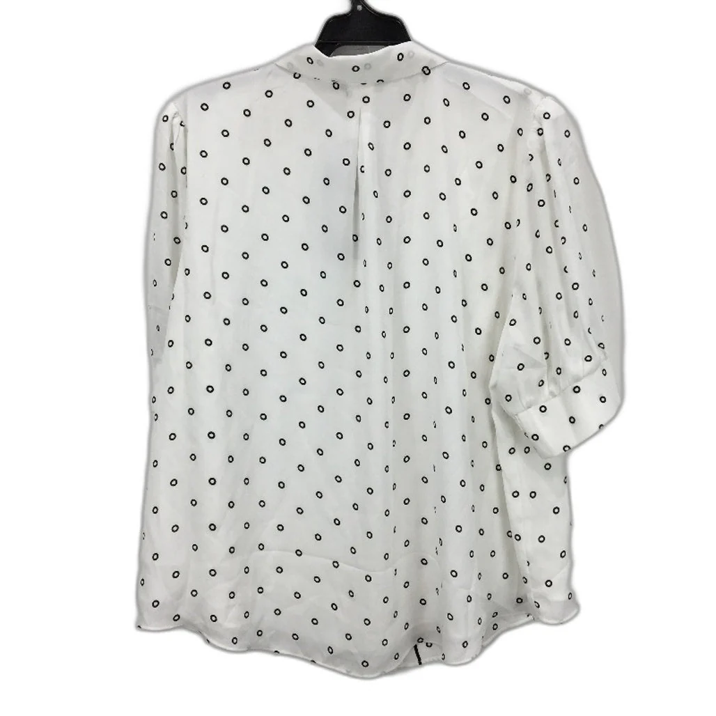 Portmans Collared White Black Circle Short Cuff Sleeve Top Ladies Size AU 18 NEW - Image 2