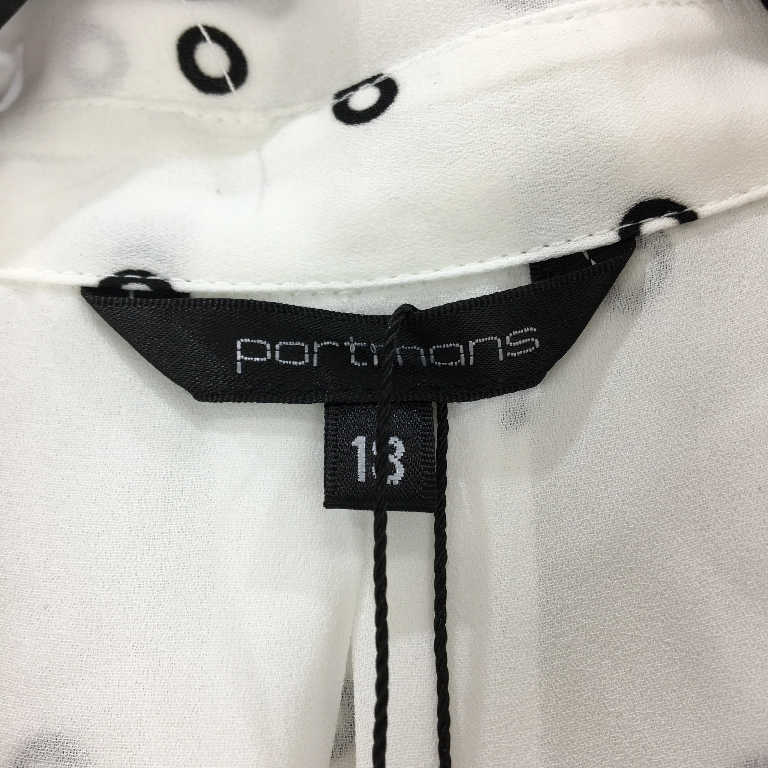 Portmans Collared White Black Circle Short Cuff Sleeve Top Ladies Size AU 18 NEW - Image 4
