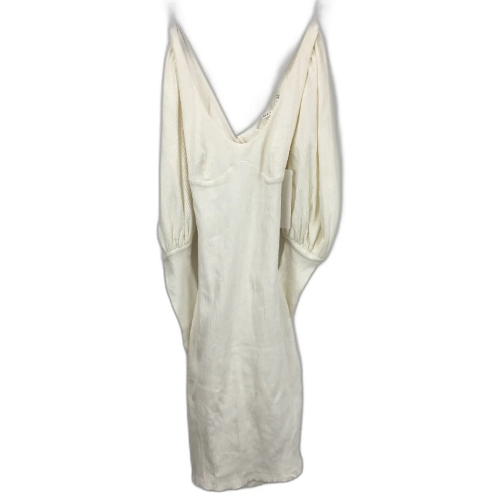 Saints & Secrets Ribbed White Puffy Sleeve Midi Dress Ladies Size AU 6 NEW
