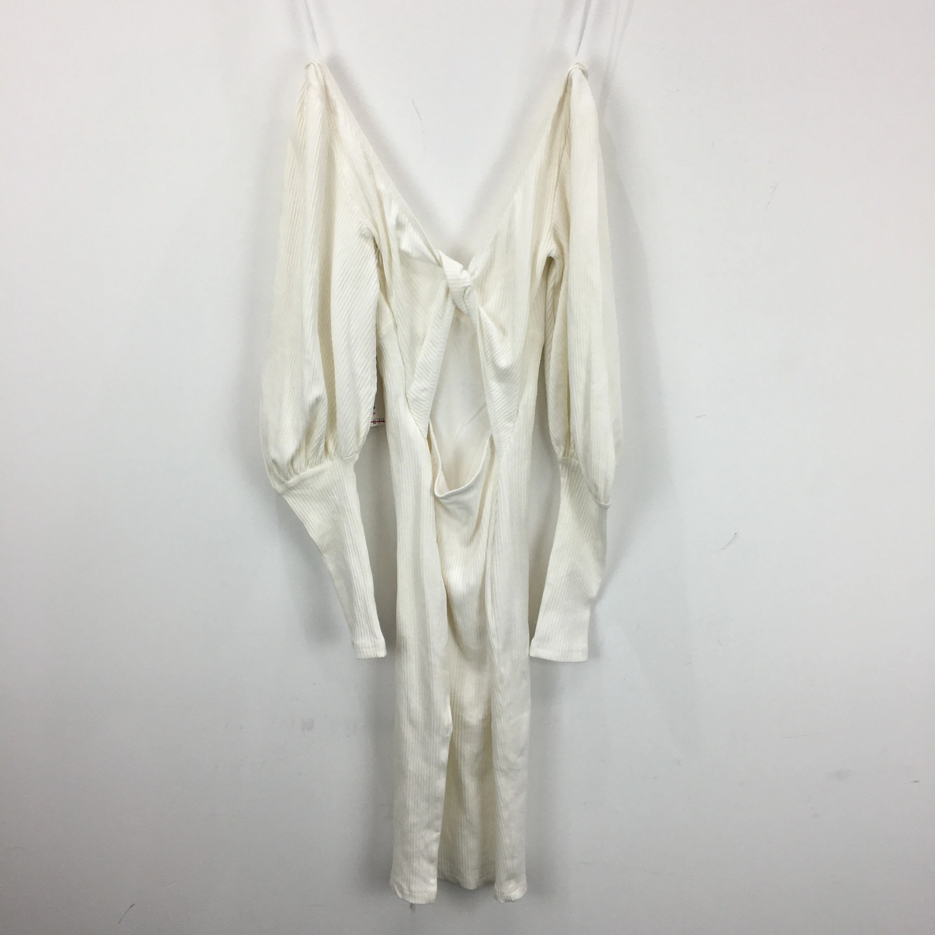 Saints & Secrets Ribbed White Puffy Sleeve Midi Dress Ladies Size AU 6 NEW - Image 2