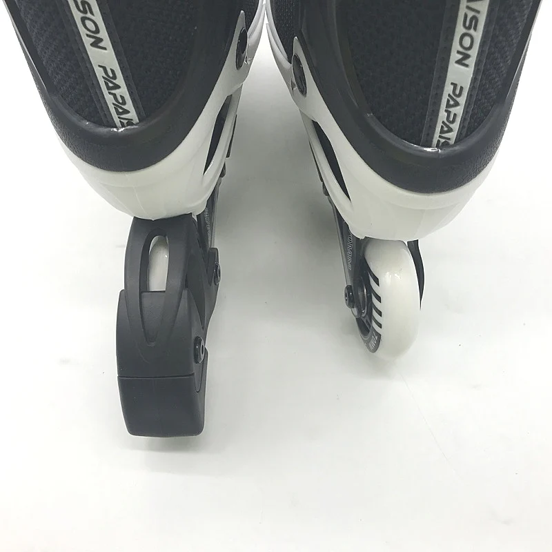 Papaison 4 Size Adjustable Black & White Inline Skates Youth Size UK 0-3 NEW - Image 4