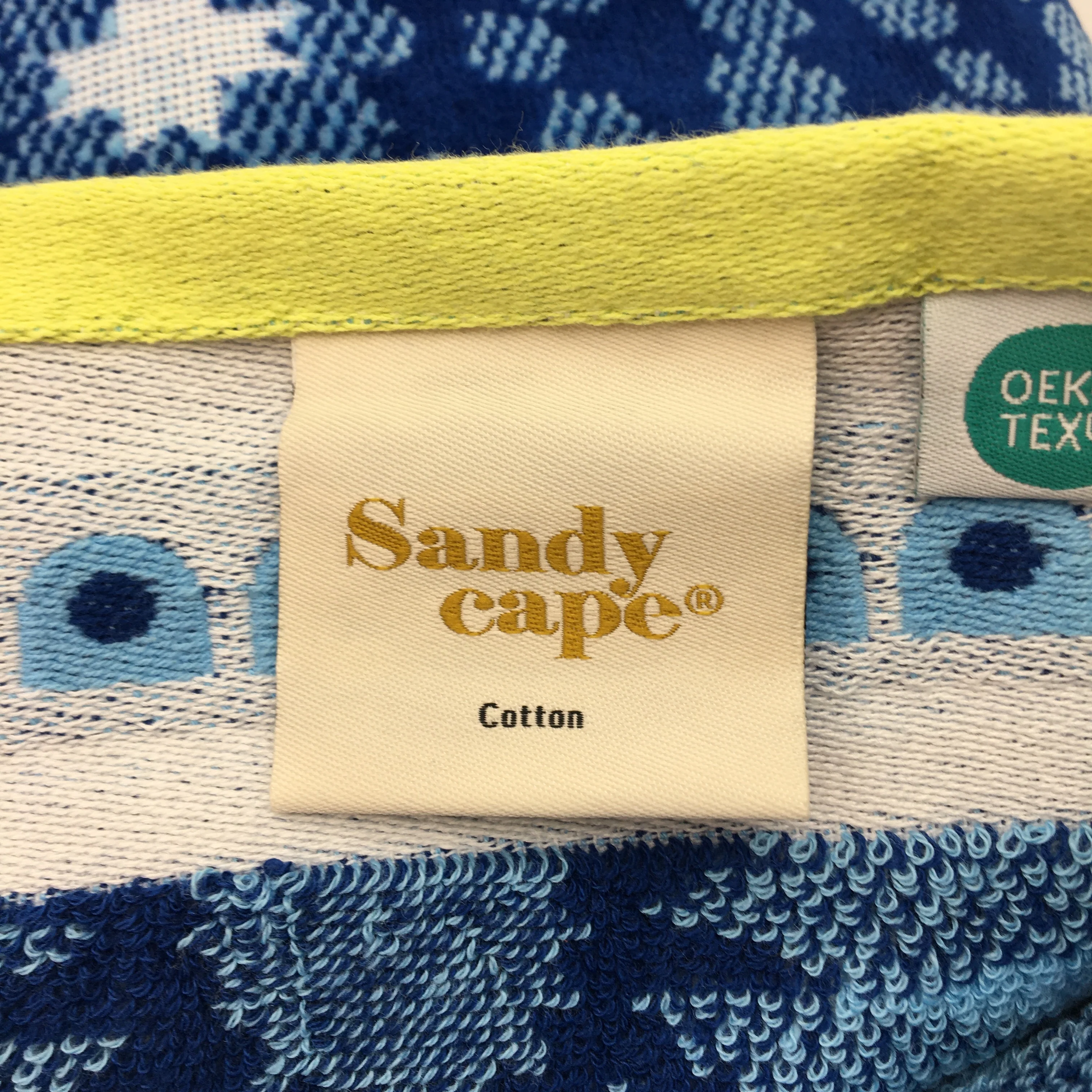 Sandy Cape 2pc Blue Neon Yellow Velour Jacquard Pattern Cotton Beach Towels NEW - Image 5