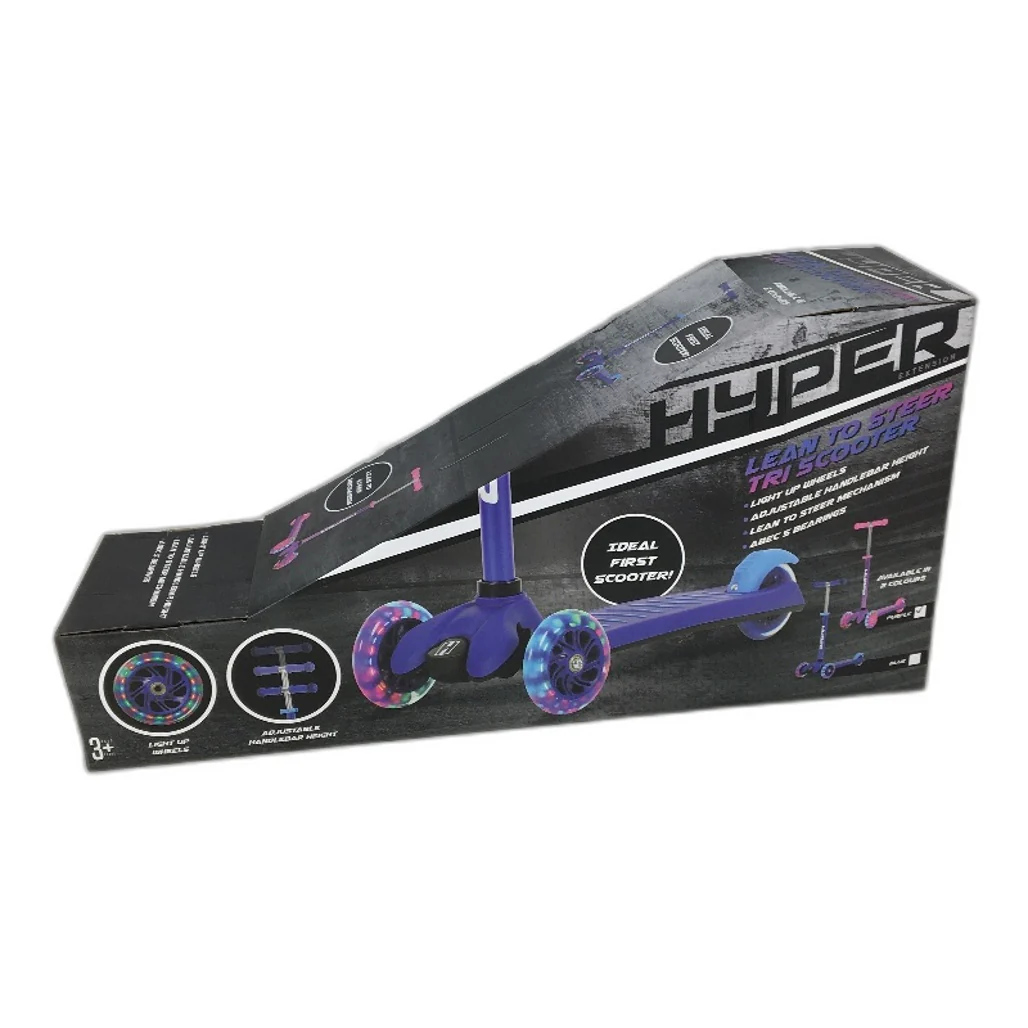 Hyper Blue Lean To Steer Light Up Wheels Adjustable Height Tri Scooter NEW