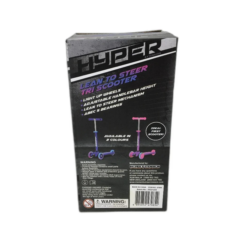 Hyper Blue Lean To Steer Light Up Wheels Adjustable Height Tri Scooter NEW - Image 4