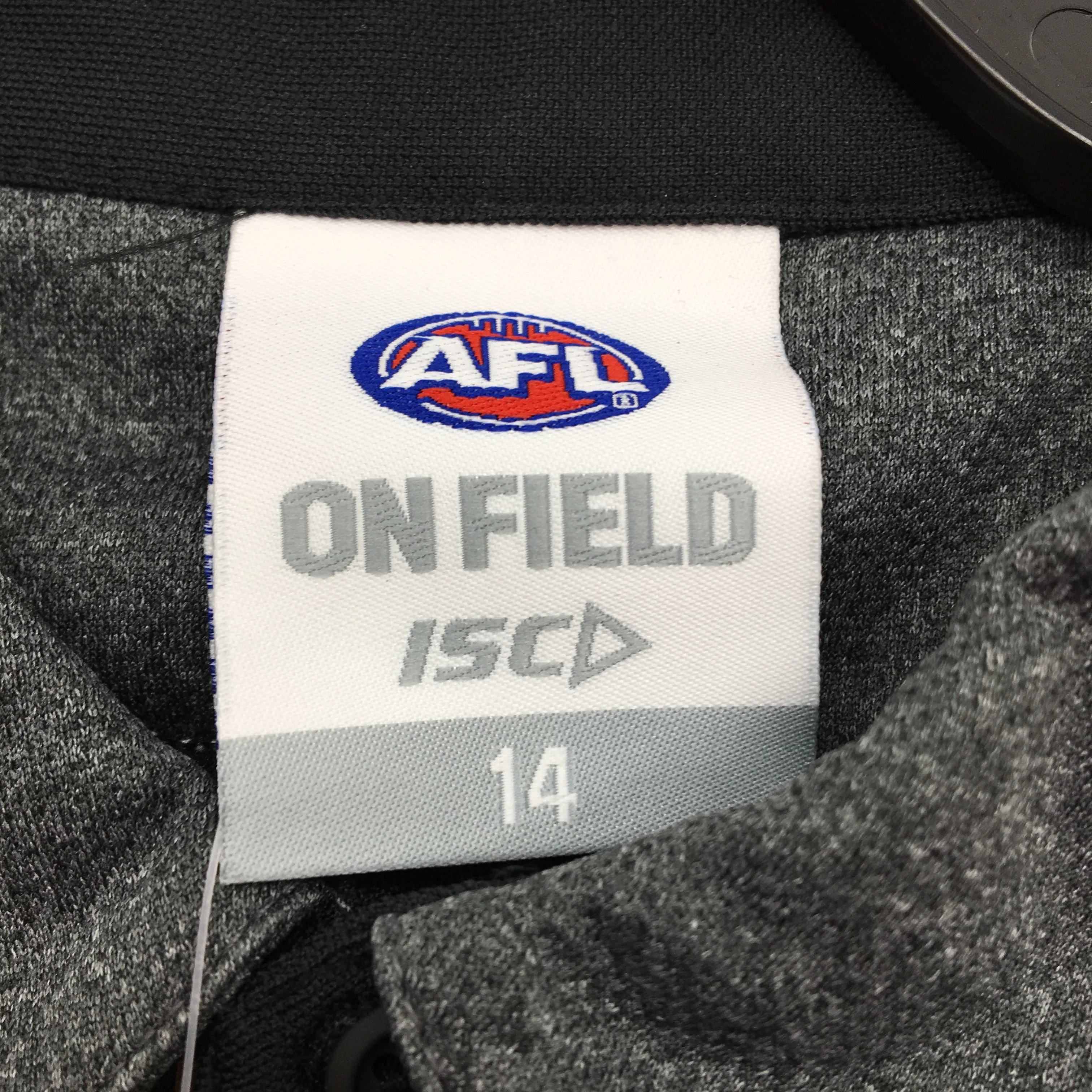 AFL Onfield Collingwood Black And Dark Marle Media Sports Polo KIDS Sz 12 NEW - Image 9