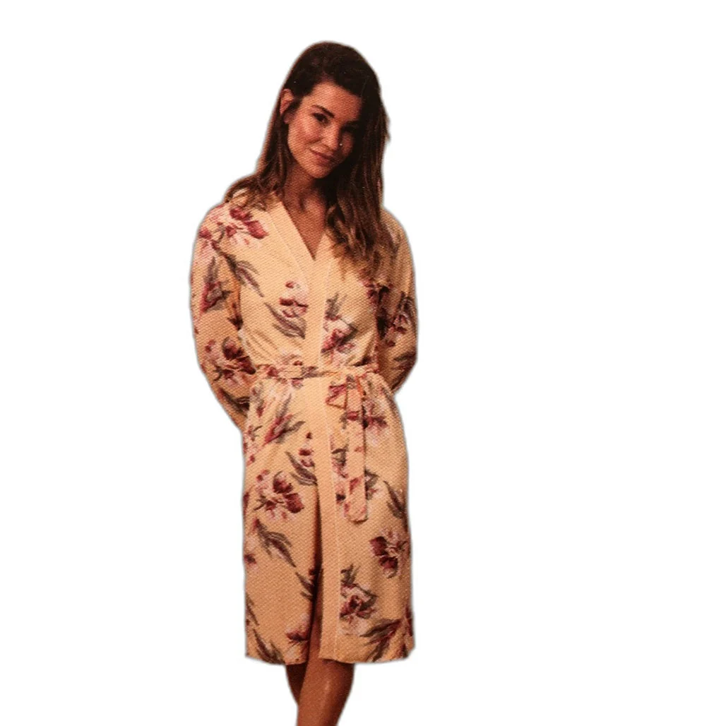 Serra Peach Floral Tie Waste Soft Luxe Gown Ladies NEW - Image 3