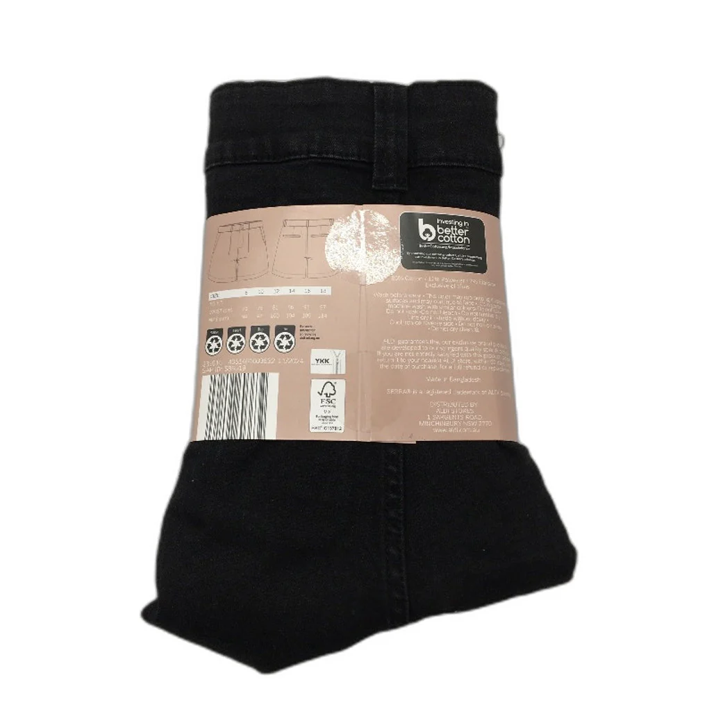 Serra Button Up Black Cotton Blend Denim Shorts Ladies NEW - Image 2