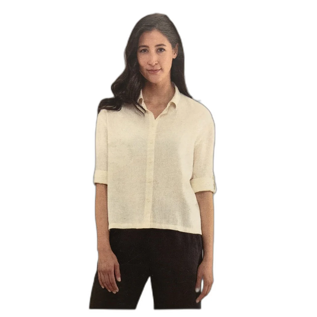 Serra Light And Cool Linen Blend Cream Cuff Sleeve Shirt Ladies NEW - Image 24