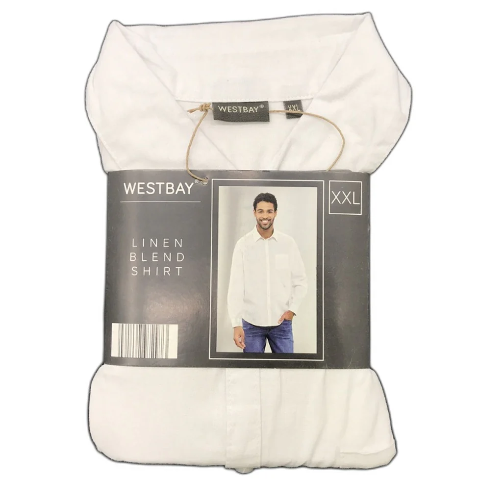 Westbay Light And Cool Linen Blend White Long Sleeve Shirt Mens NEW
