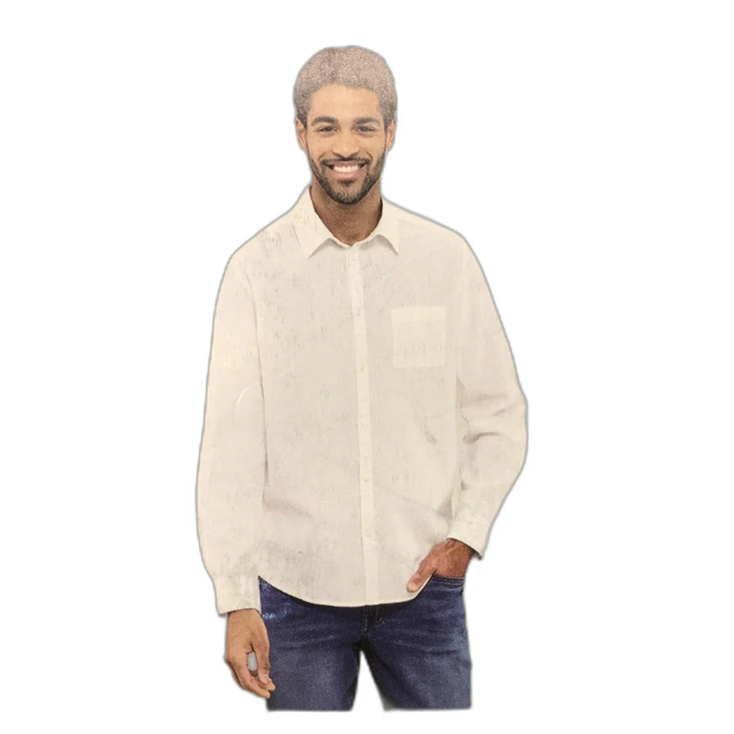 Westbay Light And Cool Linen Blend White Long Sleeve Shirt Mens NEW - Image 3