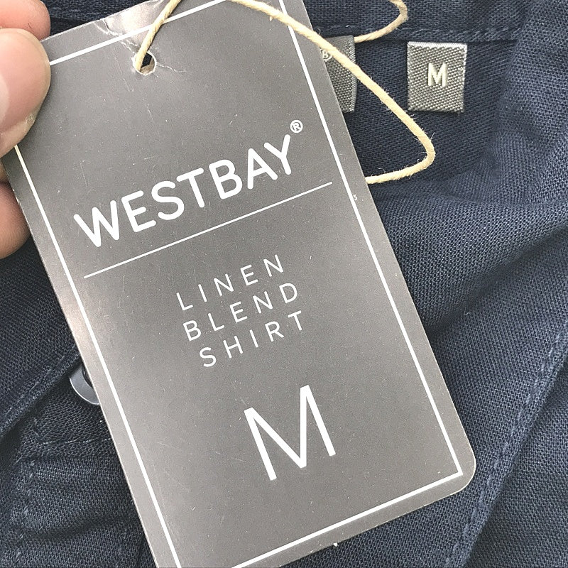 Westbay Light And Cool Linen Blend Navy Blue Long Sleeve Shirt Mens NEW - Image 14