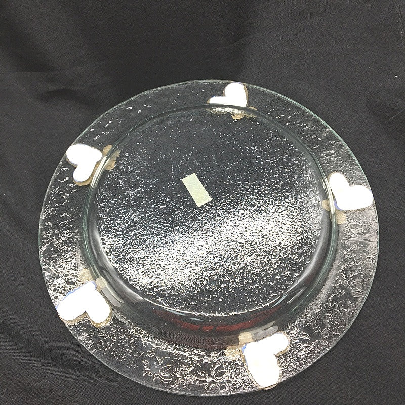 Classique Design 2 Pce Glass Plate&Candle Warmer Gold&White Iridescent Heart NEW - Image 7