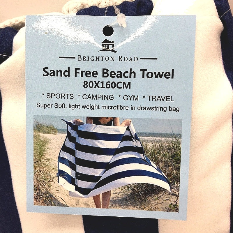 Brighton Road 2Pck Sand Free Lightweight Microfibre Beach Towel In Carry Bag NEW - Image 3