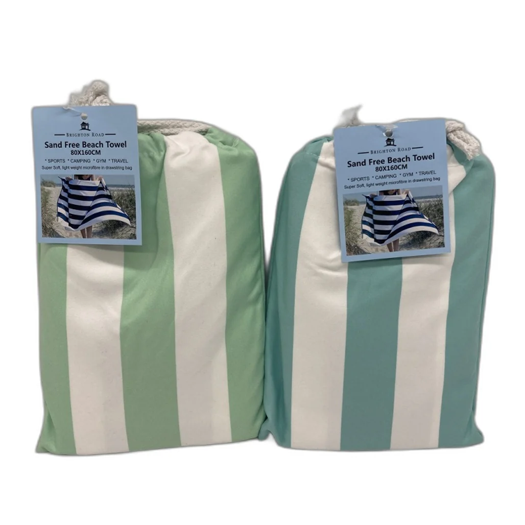 Brighton Road 2Pck Sand Free Lightweight Microfibre Beach Towel In Carry Bag NEW - Image 7