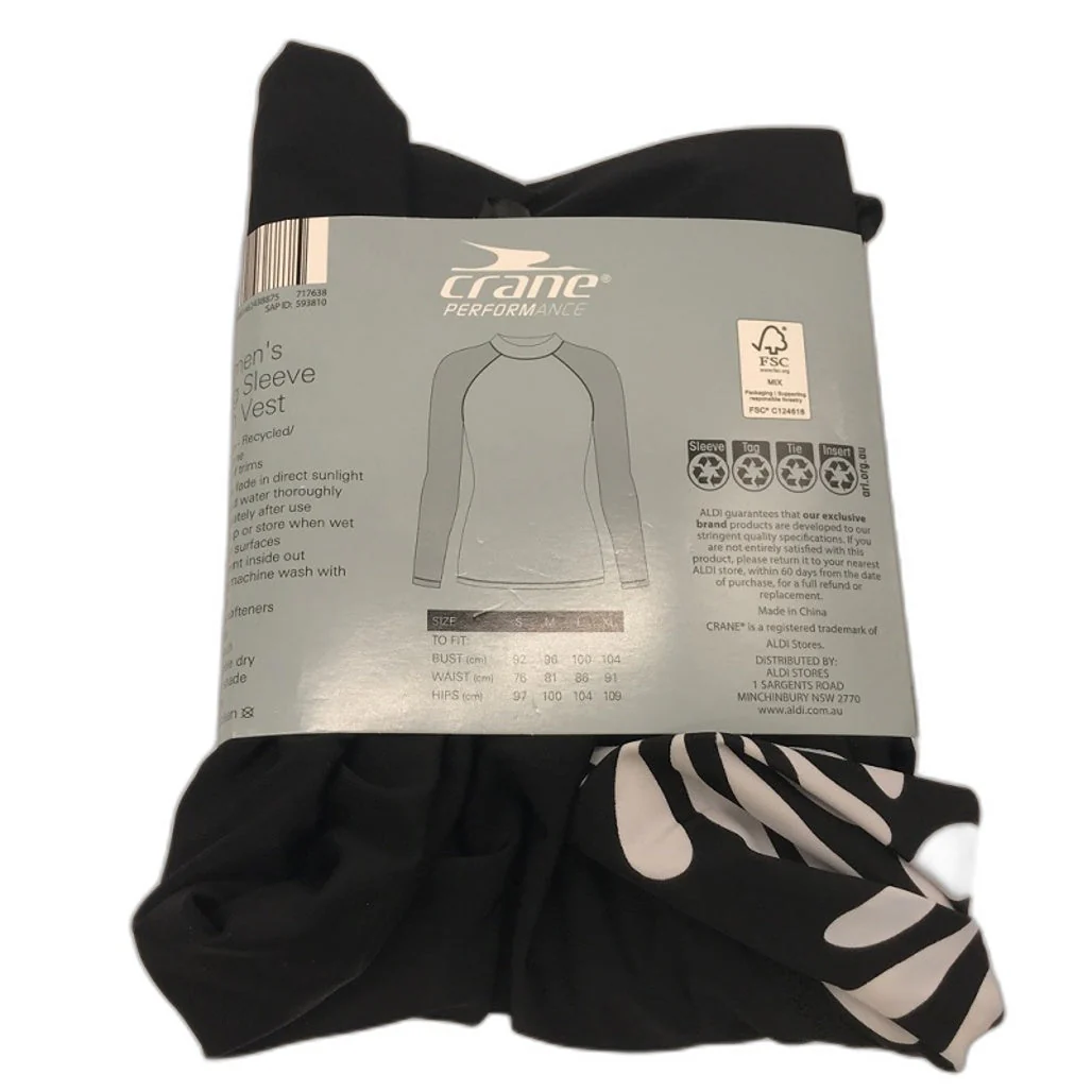 Crane UPF 50 Long Black & White Pattern Sleeve Rash Vest Ladies Size Small NEW - Image 2