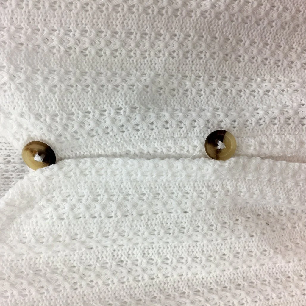 Just Jeans White Button Up Knit Short Sleeve Shirt Tie Bottom Ladies Size XXS - Image 3