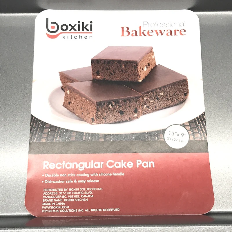 Boxiki 2 Pce Silver Cake Pans 20x20cm & 33x23cm Non Stick Steel Silicone Grips - Image 3