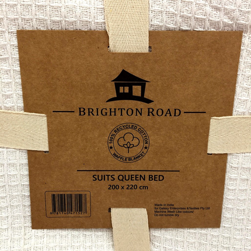 Brighton Road Recycled Cotton White Knitted Waffle Queen Sized Blanket NEW - Image 3
