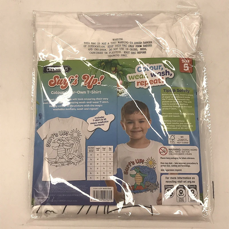 Creative PL Surfs Up & Summer Vibes Colour Your Own T-Shirt Youth Size 5 NEW - Image 3