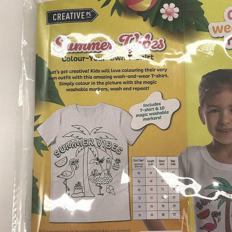 Creative PL Surfs Up & Summer Vibes Colour Your Own T-Shirt Youth Size 5 NEW - Image 8