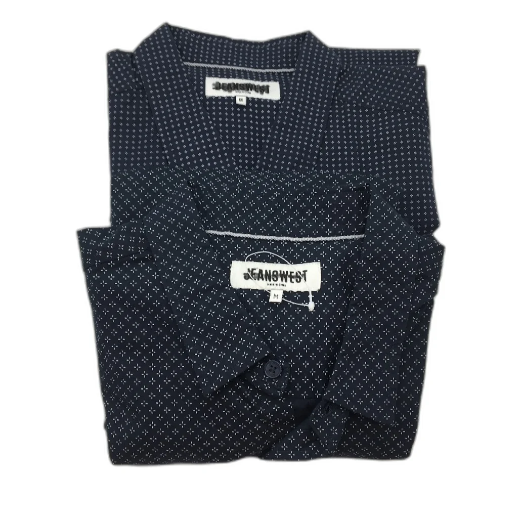 Jeanswest 2 Pack Navy Patterned 100% Cotton L/S Casual Shirts Mens Size M NEW