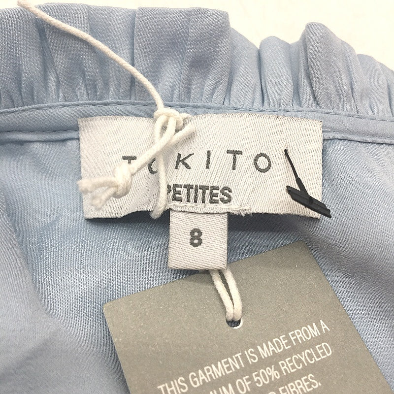 Tokito Petites Sorbet Scene Blue Short Sleeve V Neck Top Ladies Size 8 NEW - Image 3