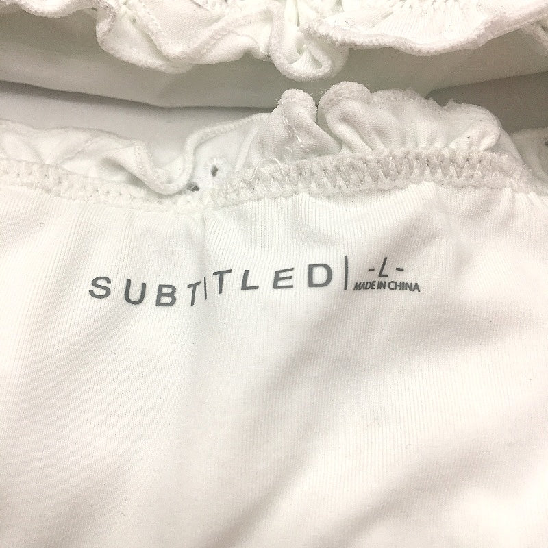Subtitled White Tube Stretchy Bather Top Frilly Floral Pattern Ladies Size Large - Image 3