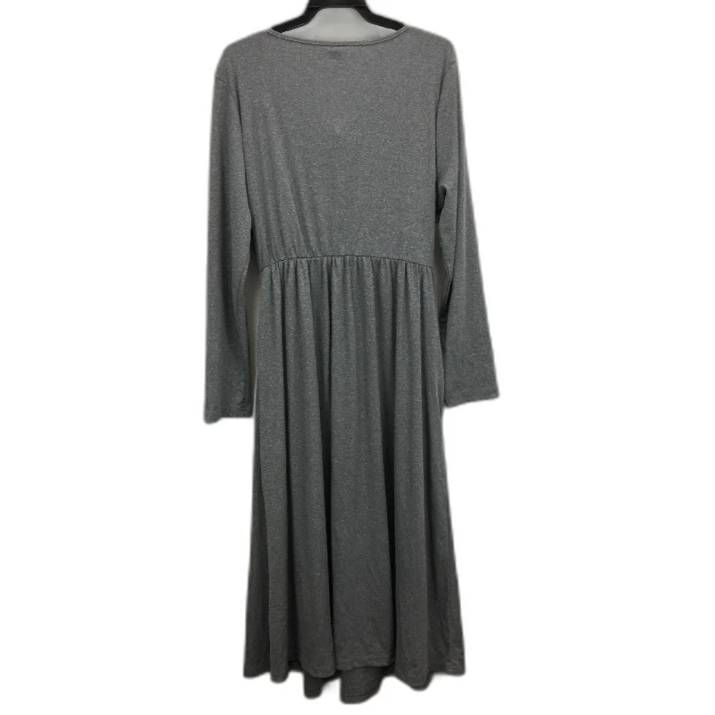 Zolucky Grey Long Sleeve Maxi Wrap Dress Resin Button Details NEW - Image 2