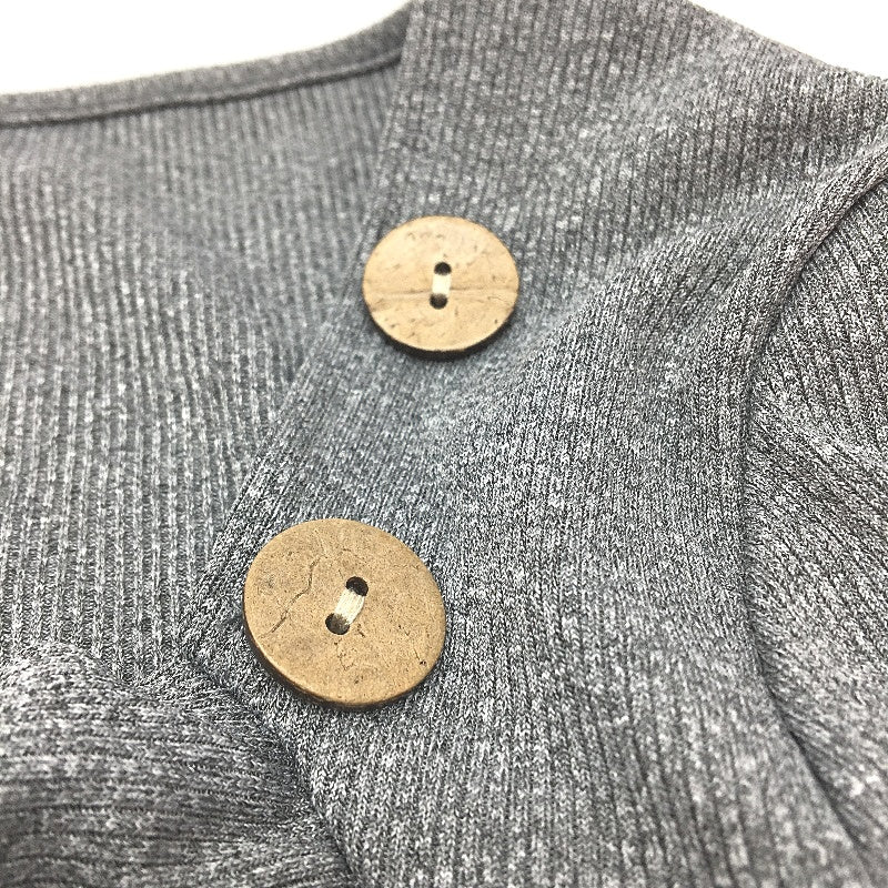 Zolucky Grey Long Sleeve Maxi Wrap Dress Resin Button Details NEW - Image 4