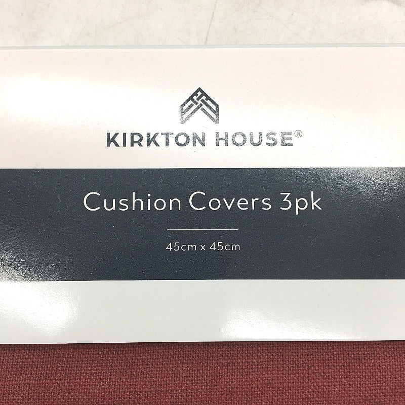 Kirkton House 3pk 45x45cm Cotton Flax Blend Red & Green Cushion Covers NEW - Image 3