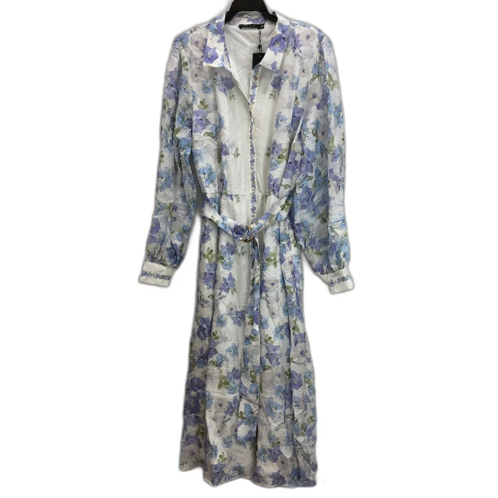 Portmans Femme Floral Buttoned Long Sleeve Belted Dress Ladies Size 18 NEW