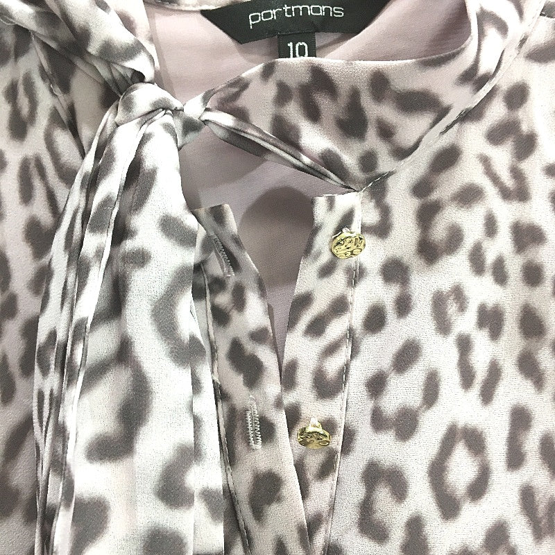 Portmans Animal Print Mauve Pink Fully Lined Button Up Blouse Ladies Size 10 NEW - Image 4