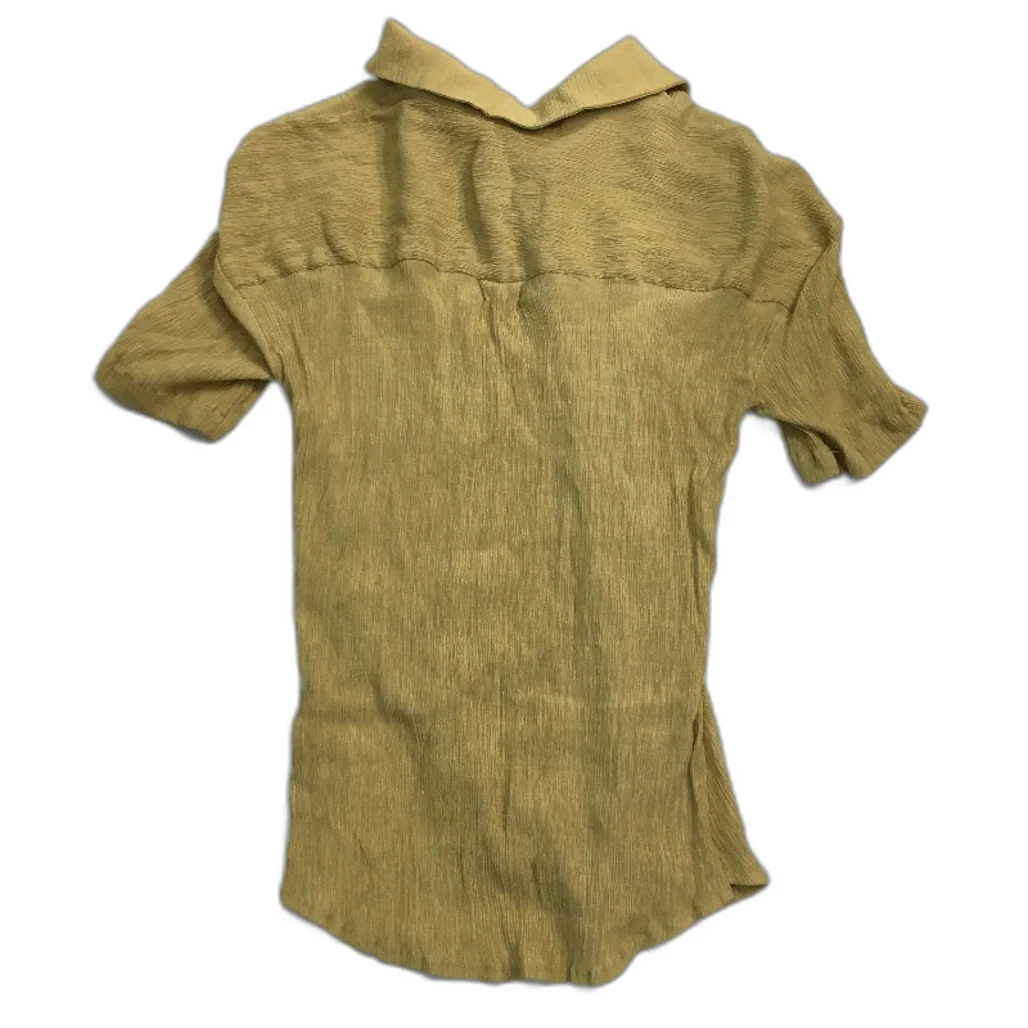 Subtitled Indra Crinkle Button Up Shortsleeve Khaki Shirt Ladies Size Small NEW - Image 2