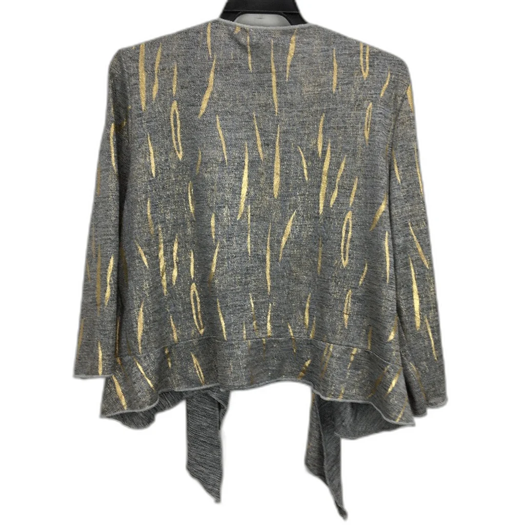 Lilia Lightweight Knit Cardigan Long Sleeve Grey And Gold NEW - Image 2