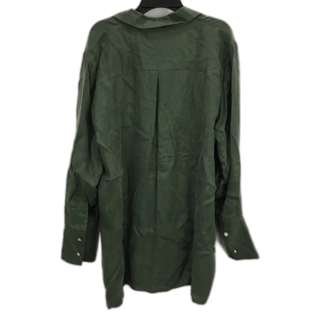 Basque Green Long Sleeve Buton Up Satin Like Collared Shirt NEW - Image 2