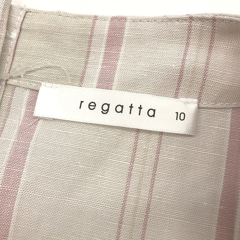 Regatta Pink Stripe Linen Blend Short Sleeve Dress for Women - Size 10 Multicolored - Image 3