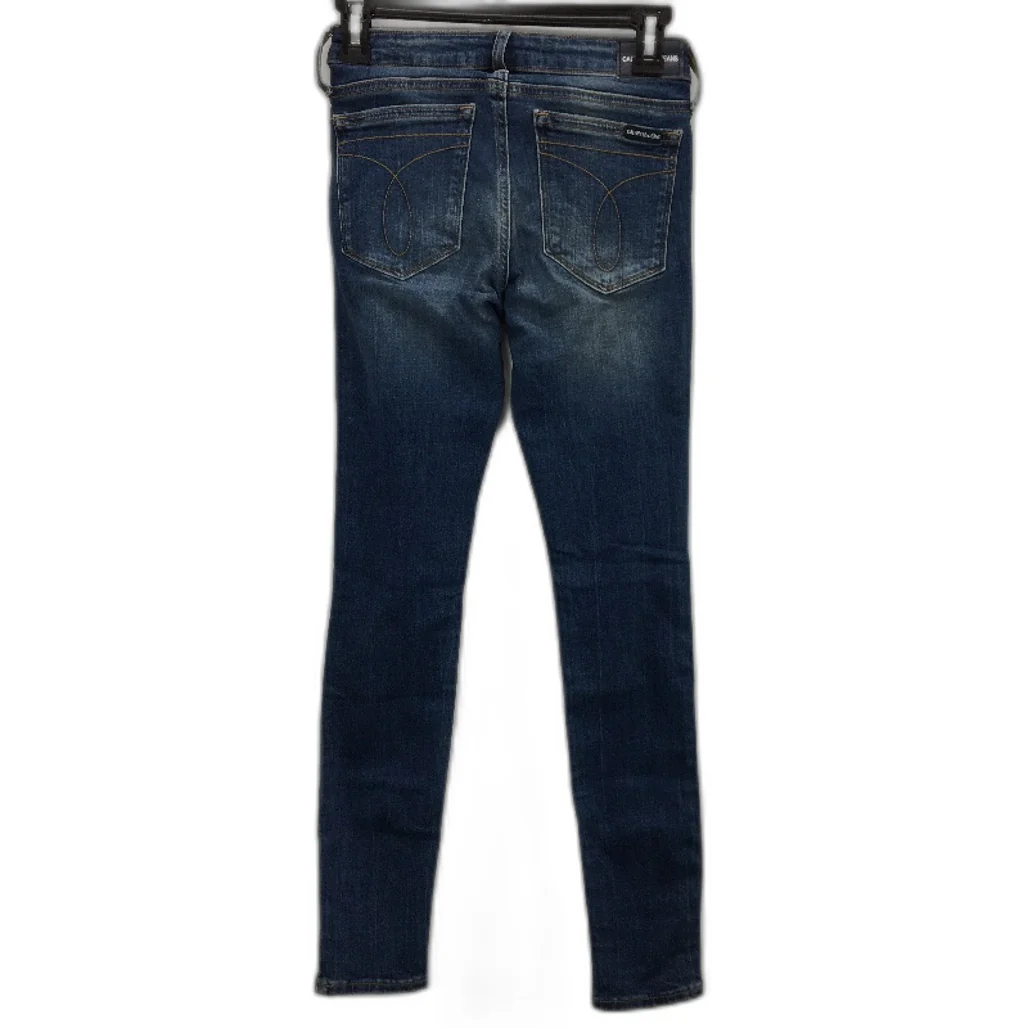 Calvin Klein Womens Skinny Ripped Jeans in Blue - W24 L30, Cotton Elastane Fit - Image 2