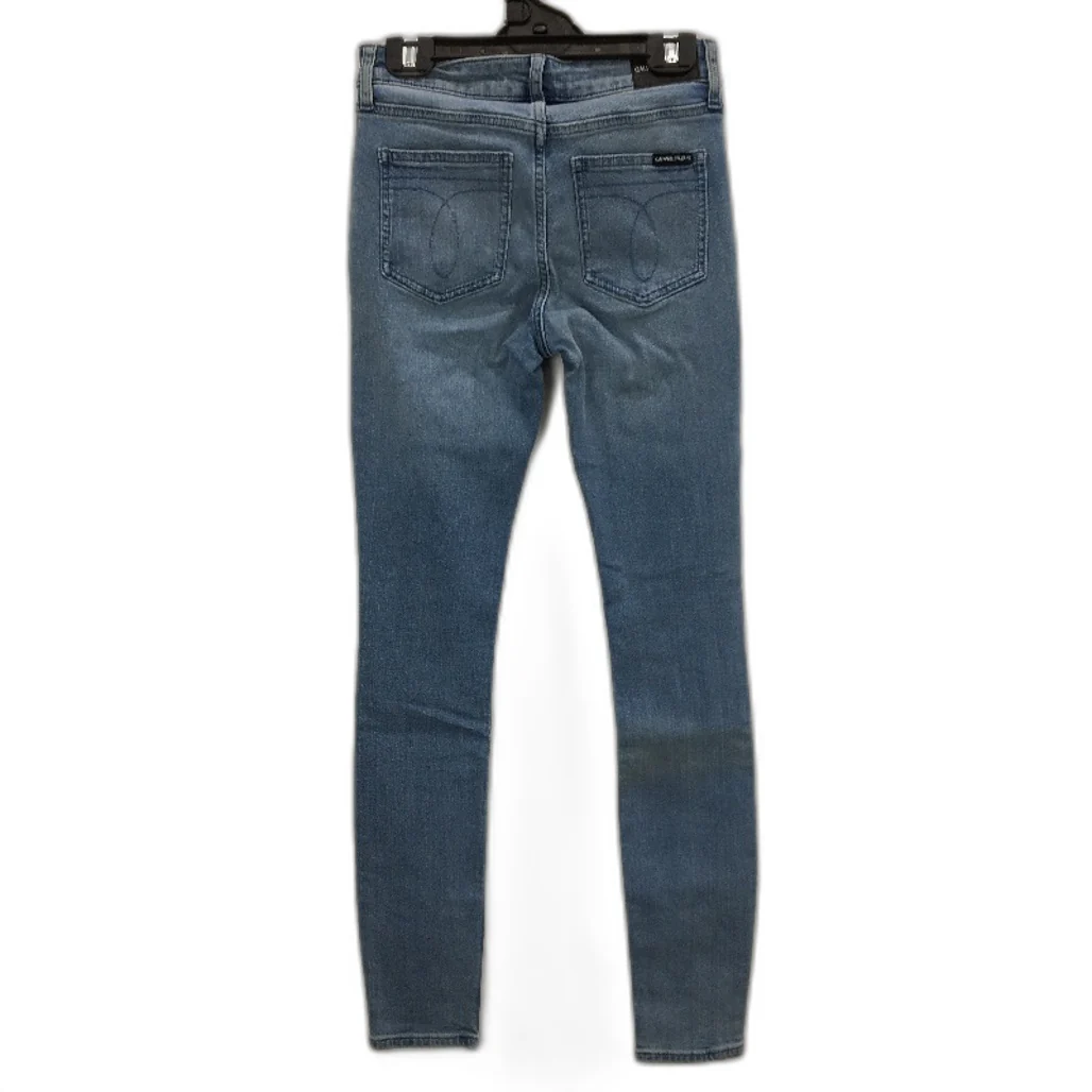 Calvin Klein Mid Rise Skinny Blue Jeans for Women - Cotton Elastane Fit, Size W25 L30 - Image 2