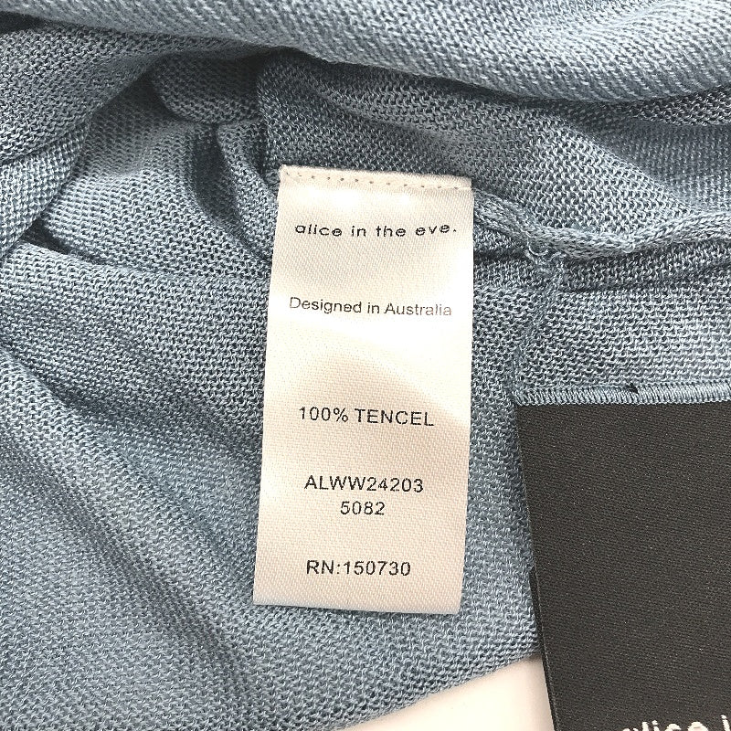Alice in the Eve Blue Tencel Penny Sweatheart Knit Long Sleeve Women's Top Size S NEW - Image 4