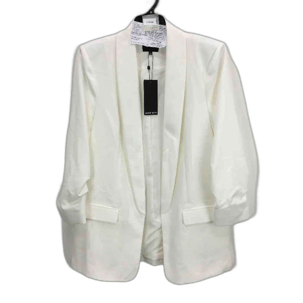 Portmans White Mi Armour Ruched 3/4 Sleeve Lightweight Open Jacket Ladies Sz 10