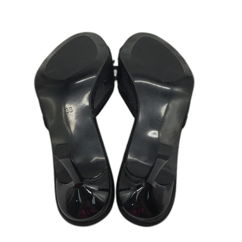 Galindopia Black Mesh Bow Accented Kitten Mule Heels Ladies Size EU 38 NEW - Image 5