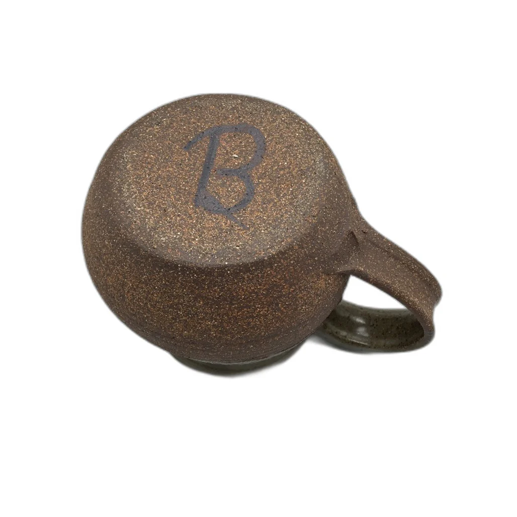 Hand Crafted 2 Tone Brown Half Glaze Stoneware Artisan Signed Pottery Jug 10cm - Image 4